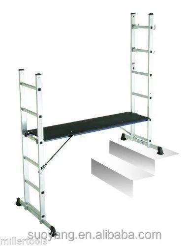 Nova multifuncional diy escada de alumínio 5 vias andaime extensão plataforma escada