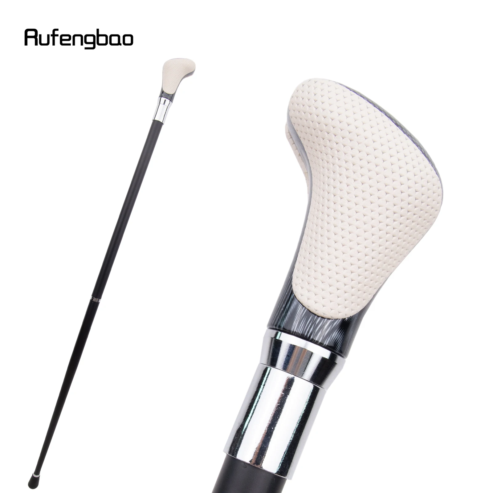 Bastón para caminar blanco y negro de cuero, bastón decorativo a la moda para caballero, bastón elegante para Cosplay, 94cm