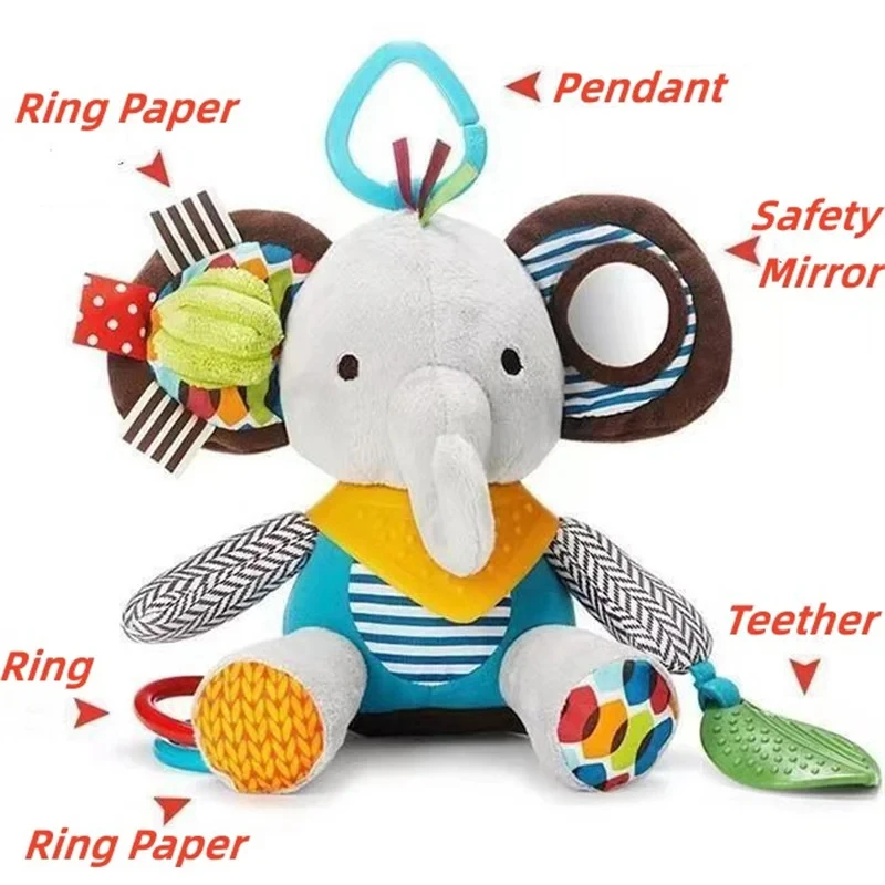 Montessori ของเล่นเด็ก Kawaii Soft Plush ตุ๊กตาสัตว์รถเข็นเด็กจี้ของเล่นสําหรับทารกแรกเกิดเด็กวัยหัดเดินของขวัญวันเกิด
