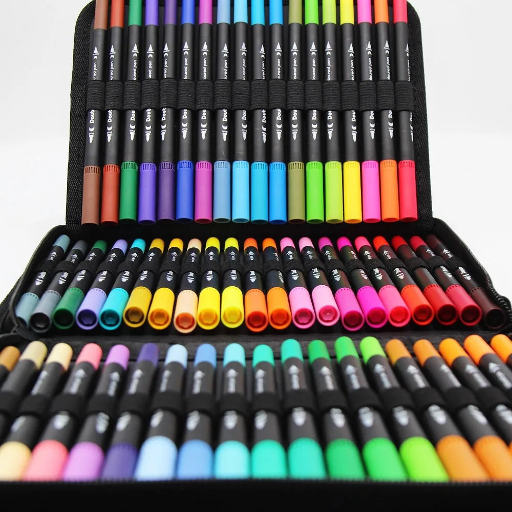 LOLEDE 60 Farben Doppelkopf-Marker, Spitze, Künstlerbedarf, Zeichenpinsel, Stift, Farben, Set für Geschenkstifte, Bleistifte, Schreiben, Büro, Schule