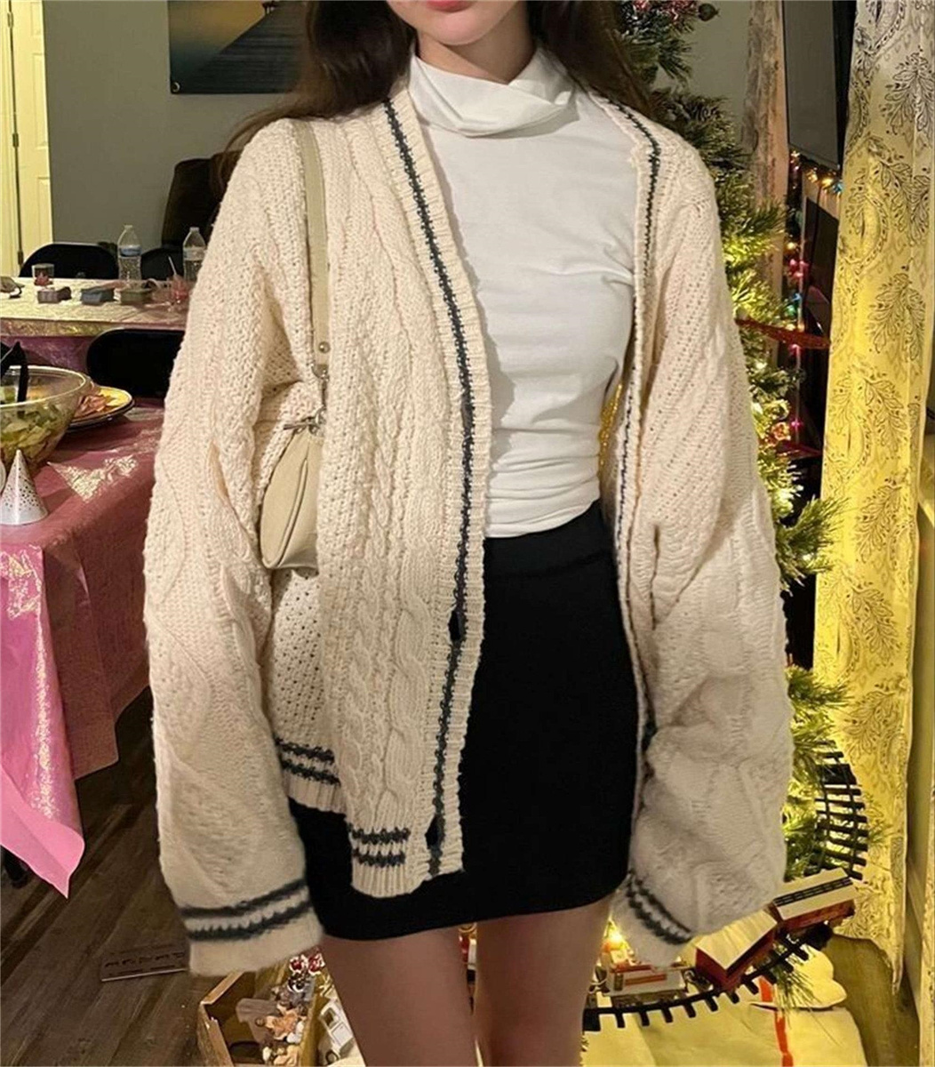 Malha impressão inverno cardigan camisola chique vintage estrela preppy manga longa outono decote em v estética retro único breasted suéteres