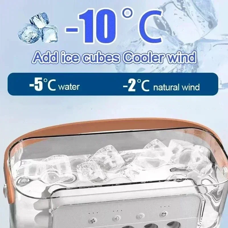 Cooling fan 3-in-1 portable desktop humidifier USB mini air conditioner night light mist suitable for home and office use