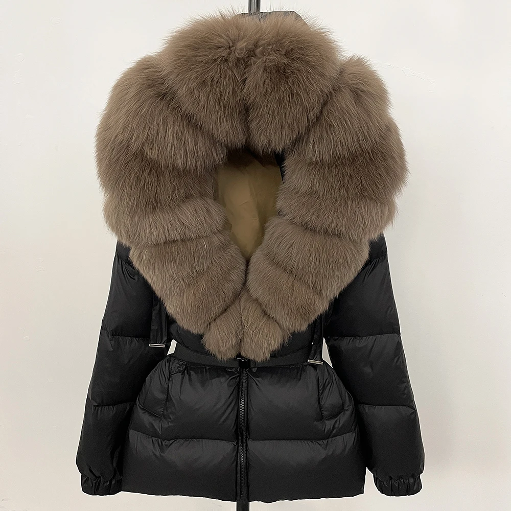 OFTBUY Echte Bontjas Winterkleding Puffer Jas Vrouwen Vossenbont Capuchon Warm 90% Witte Eend Down Jas Vrouwelijke Parka Waterdicht