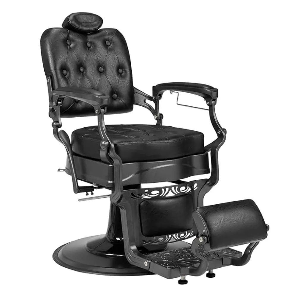 700lbs Heavy-Duty Vintage Barber Chair – Recline Function, Hydraulic & 360° Rotatable with Headrest for Professional Salons​