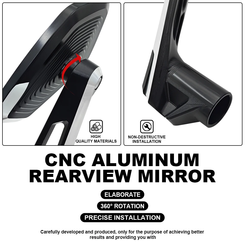 Motorcycle Side Rearview Mirror For BMW R1300GS 2024 R1200 1250 GS ADV F900R G310GS S1000XR Aluminum Adjustable Rear View Mirror