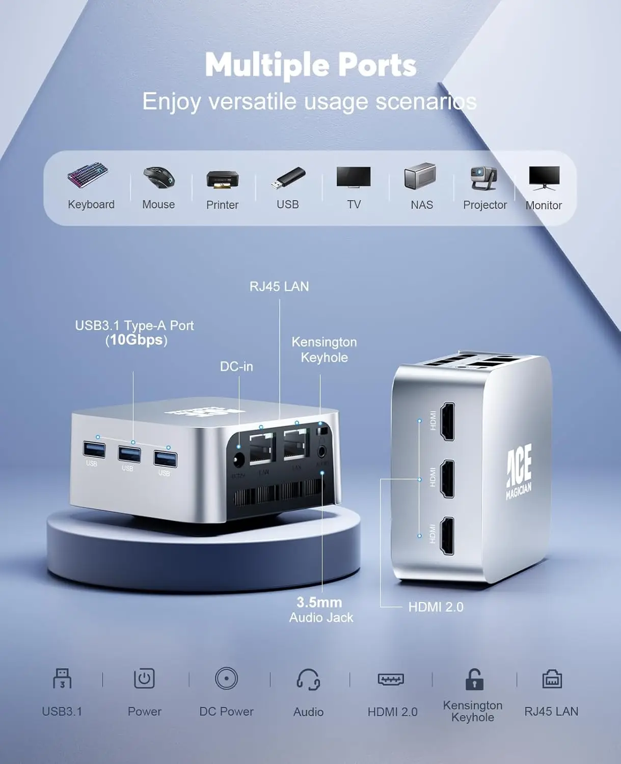 KAMRUI T8 Plus Mini PC Alder Lake N95 12GB LPDDR5 RAM 256GB SSD Windows11 pro 4K 60Hz 2.4/5G WiFi5 BT4.2 Mini Desktop Computer