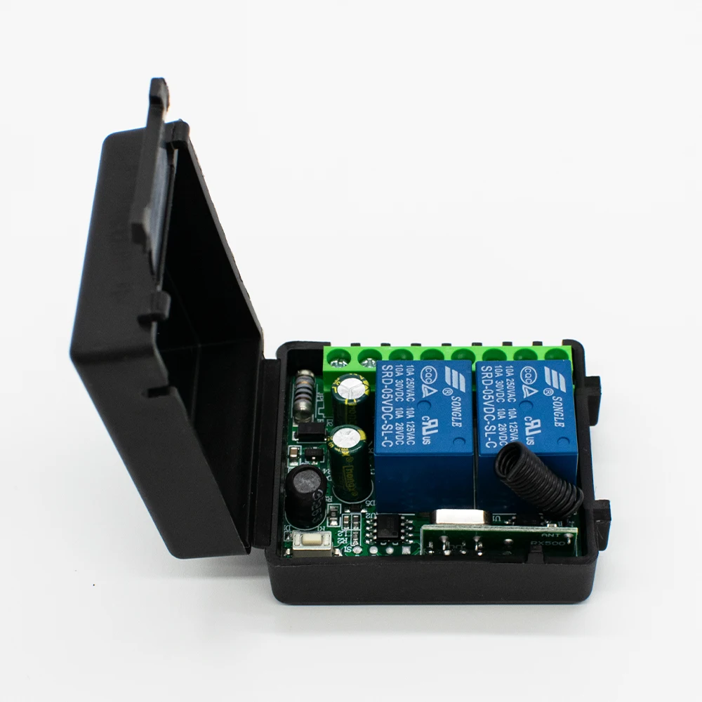 433MHz rf Remote Control DC 12V 24V 220V 2CH Relay Receiver for universal Garage Door Light LED Fanner Motor Signal transmission