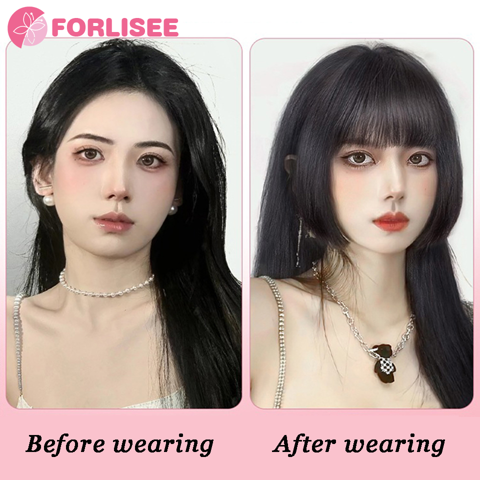 Forlisee-合成プリンセスカットバン、ヘアエクステンションピン、jiヘアスタイル、ストレートバルーン、目に見えない偽の包帯