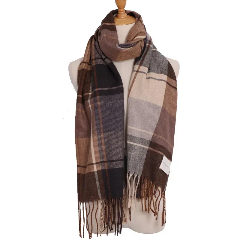 Sjaal Vrouwen Luxe Plaid Warme Reizen Sjaal Kasjmier Winter Pashmina met Kwastje Sjaal Wraps Bufanda Lange Casual Nieuwe