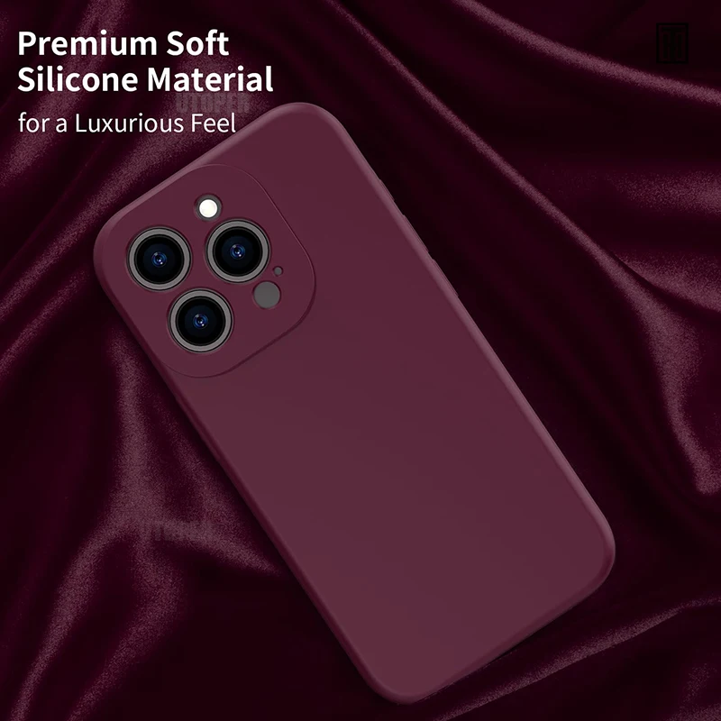 Luxury Silicone Antiskid Phone Case For iPhone 16 15 14 13 11 12 Pro Max 16 Plus Shockproof Full Lens Protection Cover