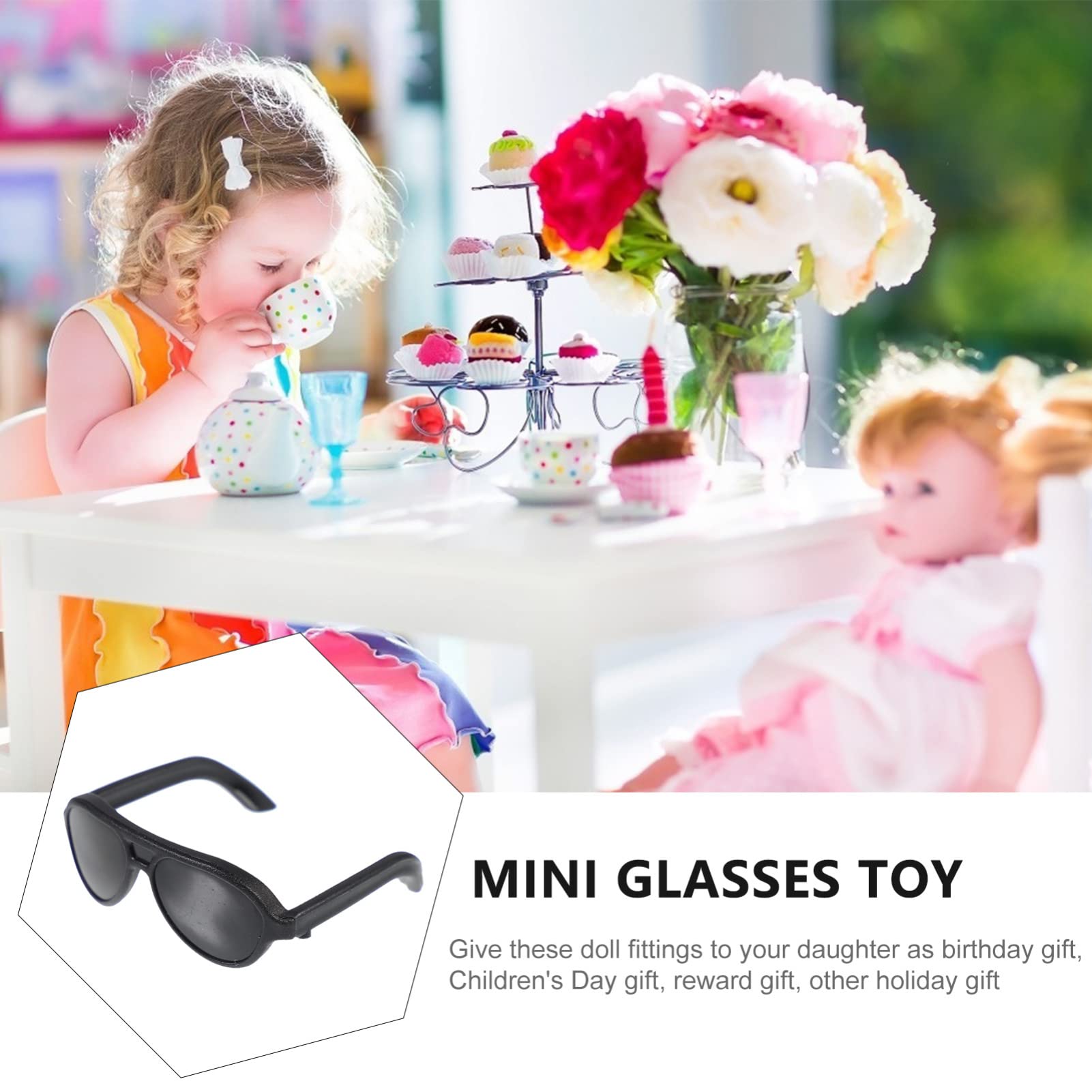 100 Uds gafas de sol para muñecas, gafas de sol en miniatura Mini disfraz de muñeca accesorios de pato de goma para manualidades de casa de muñecas