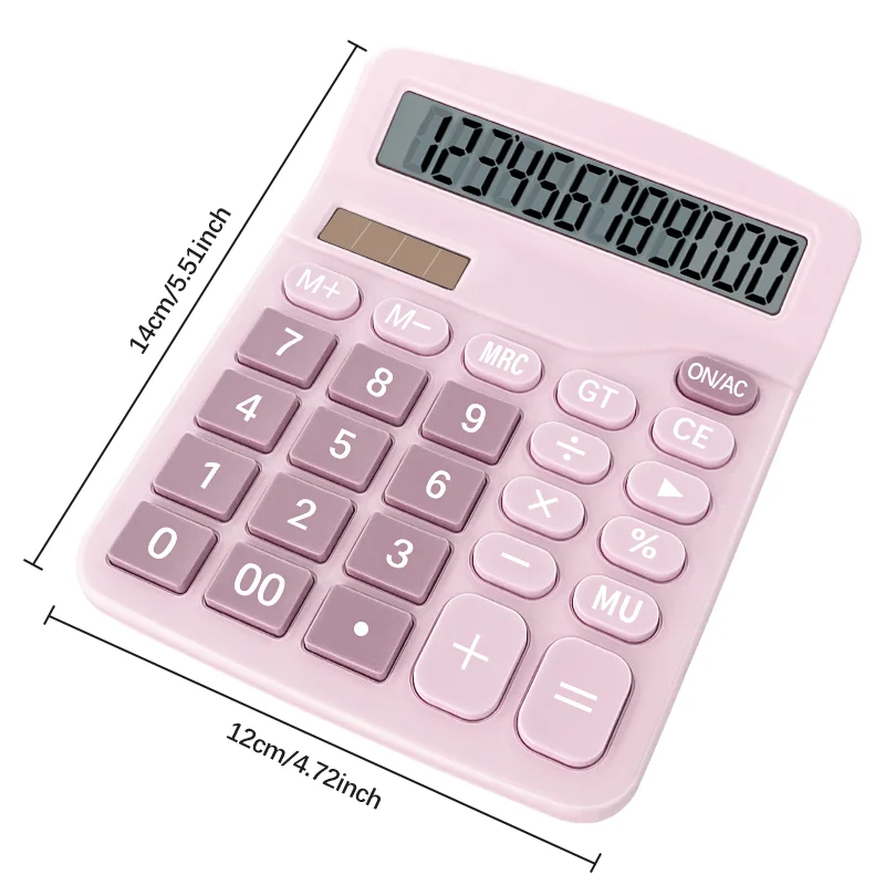 Calculadora eletrônica de 12 dígitos, calculadora solar, fonte de alimentação dupla, para casa, escritório, escola, ferramentas de contabilidade financeira