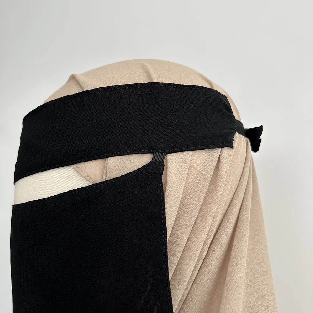 弾性ショート Niqab 黒サウジイスラム教徒女性フェイスカバー軽量通気性イスラム卸売イードラマダン祈り Niqab