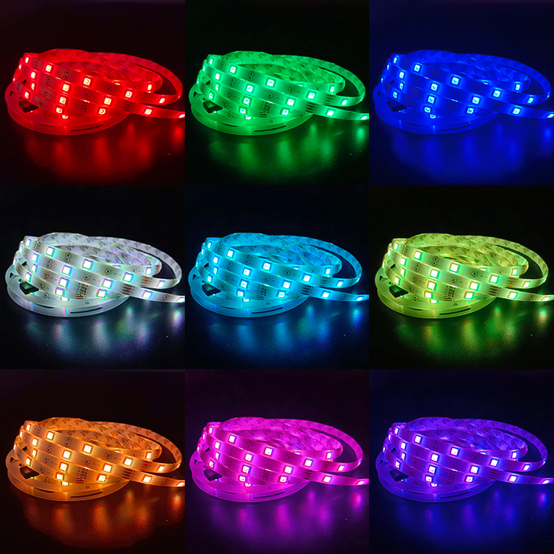 Tira de luces LED WS2812B con Bluetooth, panel de control remoto 5050 RGBW + cinta de alimentación, diodo, luz LED nocturna de neón para habitación y TV