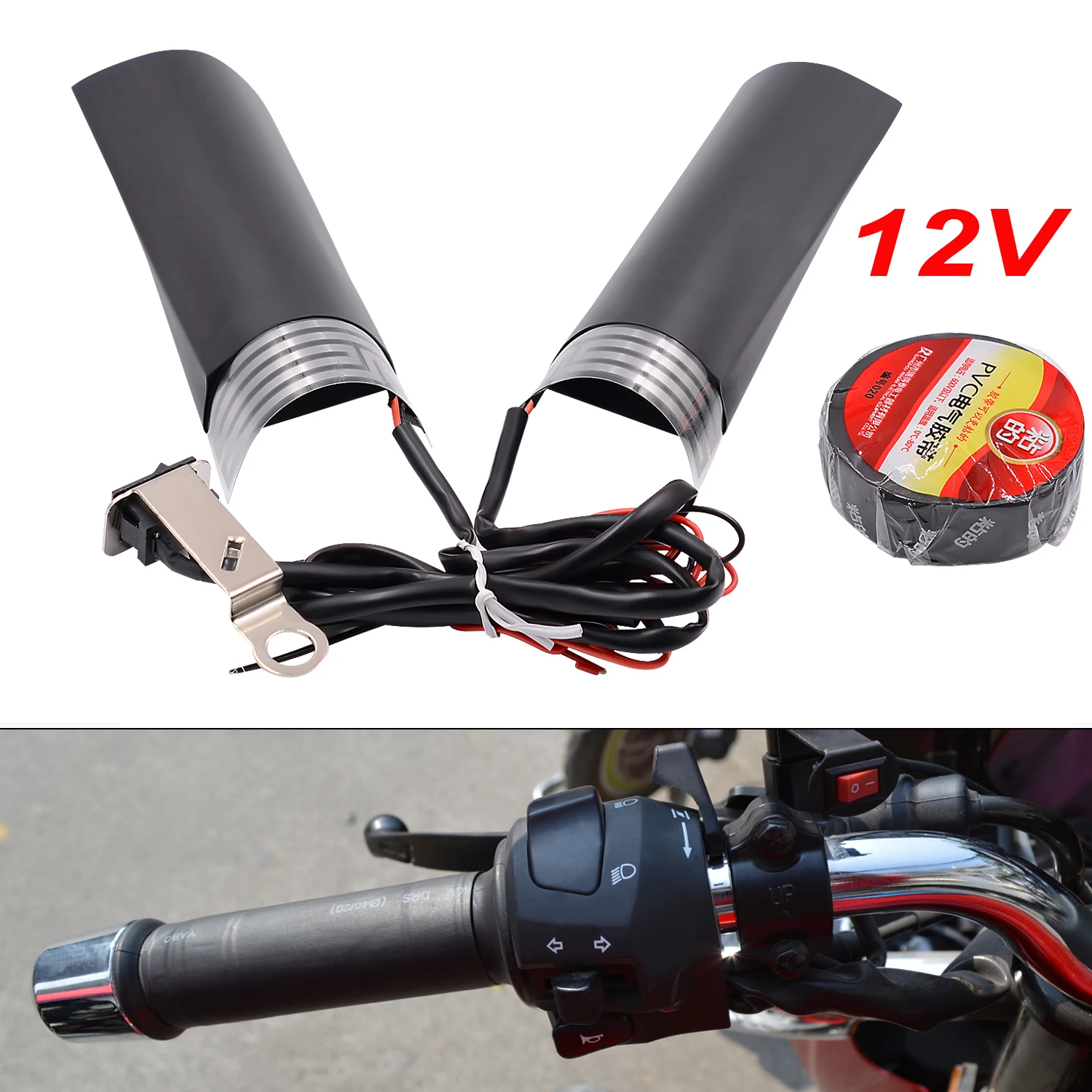 Xe Máy 12V Đun Nóng Tay Cầm Cầm ATV Xe Trượt Tuyết Tay Cầm Nóng Ấm Hơn Bộ Dành Cho Xe Suzuki Yamaha Làm Nóng Bánh Lái Đa Năng