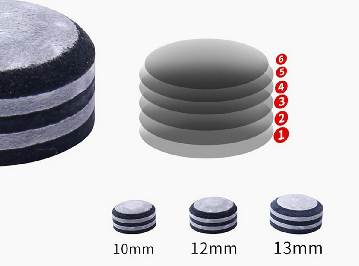 Punta de taco de billar de cuero multicapa Cuppa, tamaño 10/12/13 mm