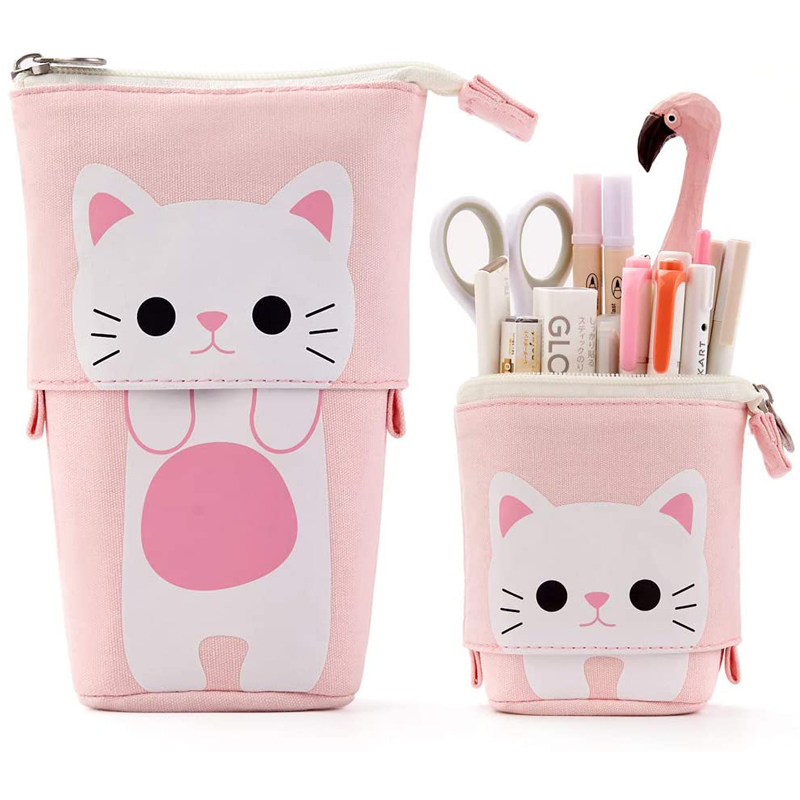 Kawaii Bút Chì Trường Hợp Cho Bé Gái Bé Trai Dây Kéo Mèo Hộp Bút Chì Ví Trường Đồ Dùng Văn Phòng Phẩm Tặng Trousse Scolaire Ốp Iưng Kim Tuyến