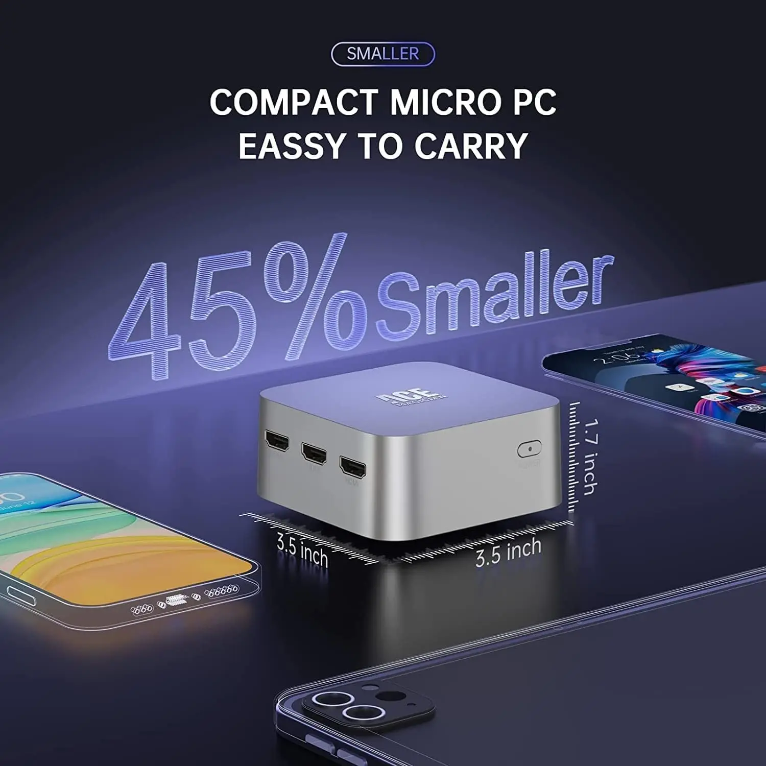 KAMRUI T8 Plus Mini PC Alder Lake N95 12GB LPDDR5 RAM 256GB SSD Windows11 pro 4K 60Hz 2.4/5G WiFi5 BT4.2 Mini Desktop Computer