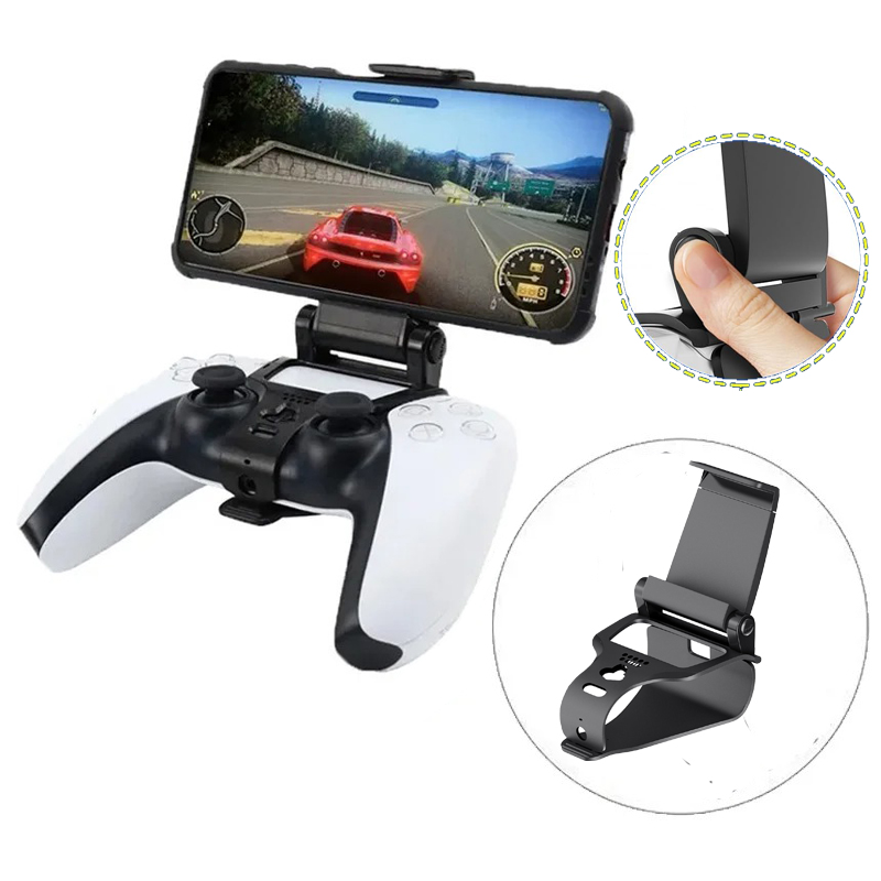 Para controlador ps5 gamepad suporte do telefone celular inteligente aperto suporte de montagem terno para ps5 acessórios com largura ajustável