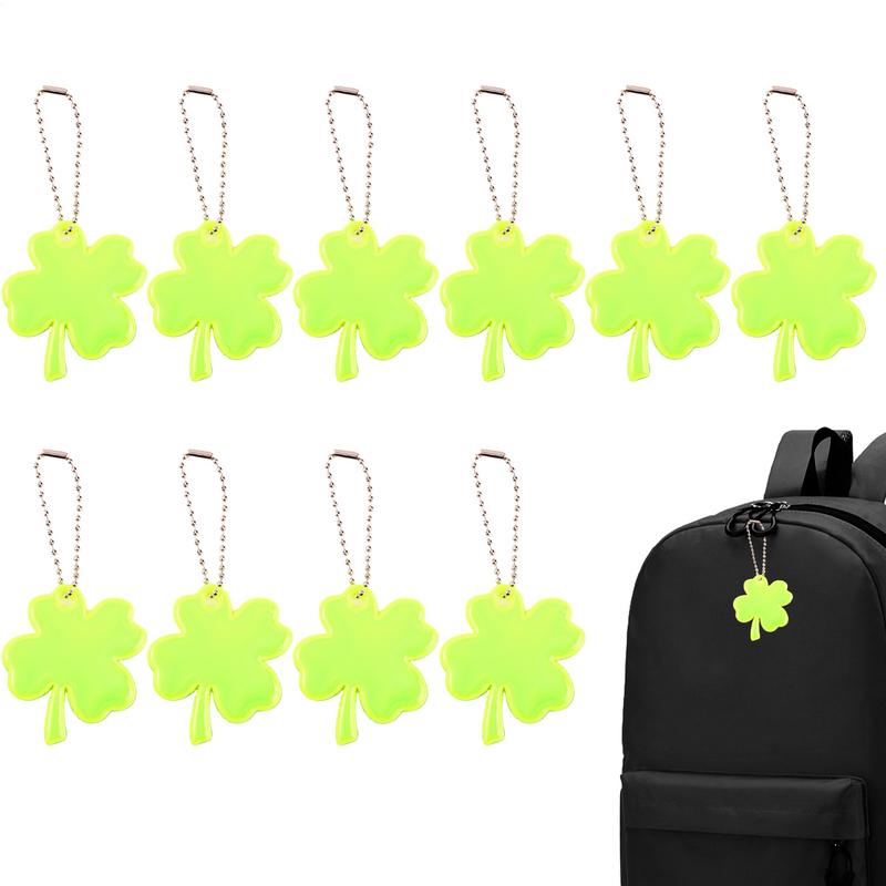 10 pçs trevo de quatro folhas reflexivo mochila pingente refletor de segurança à prova dwaterproof água pingente saco leve ornamento chaveiro de segurança