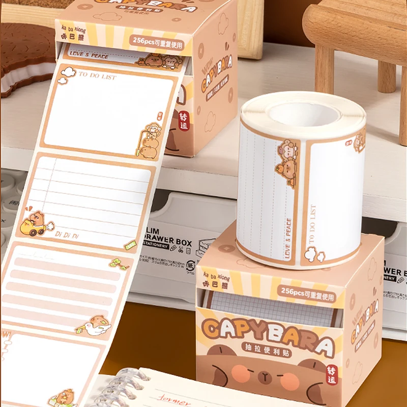256 Blatt/Packung, niedliche Haftnotizen, Capybara-Notizblöcke, Papier, Panda-Notizblock, Cartoon-Tier, selbstklebendes Notizblatt, Schulbedarf