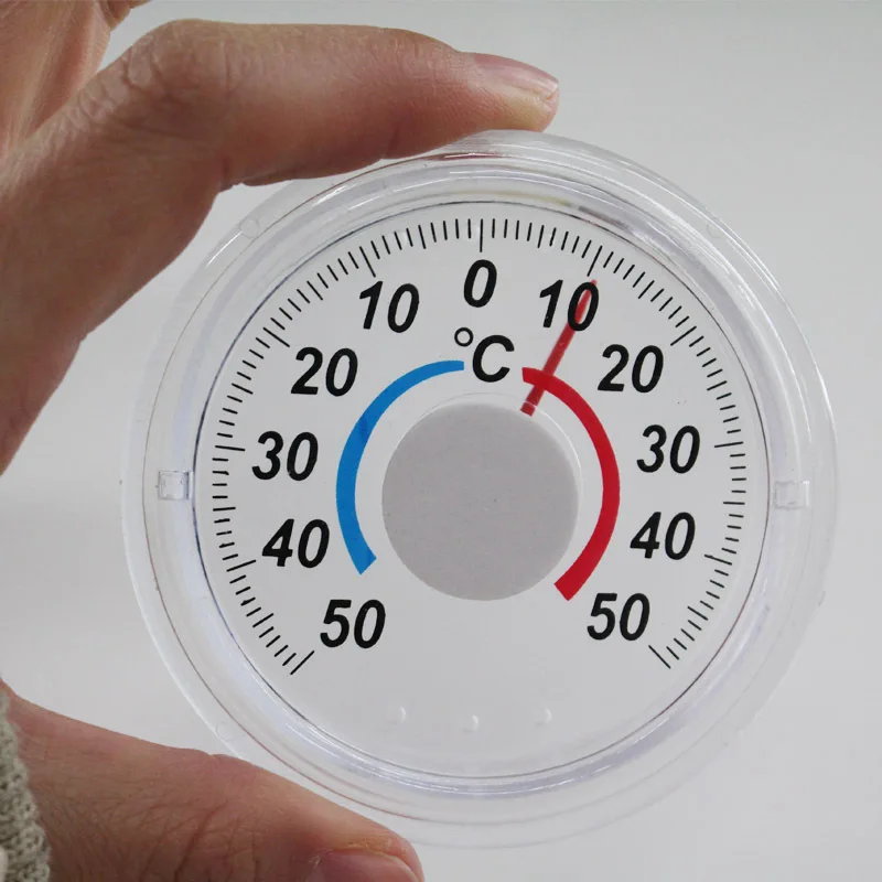 Round Plastic Outdoor Indoor Door Window Thermometer with Pointer - Humidity Temperature Measurement Tool Hygrometer Home Garden