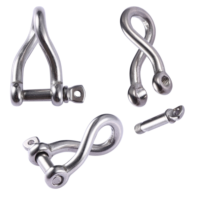 2Pcs Heavy Duty 4mm Torcido Manilha com Parafuso Pin 316 aço Inoxidável marinho hardware barco aparelhamento