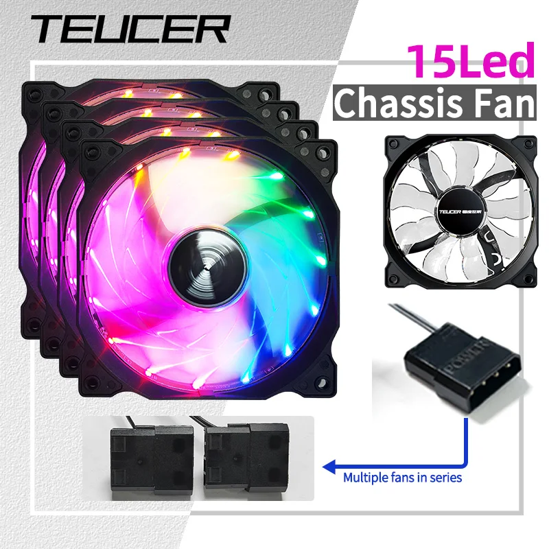 Teucer 120MM PC Gehäuse Lüfter Desktop Chassis Power 12V Große 4Pin Led 12CM Hydraulische Lager leise Link Ventilador Kühler