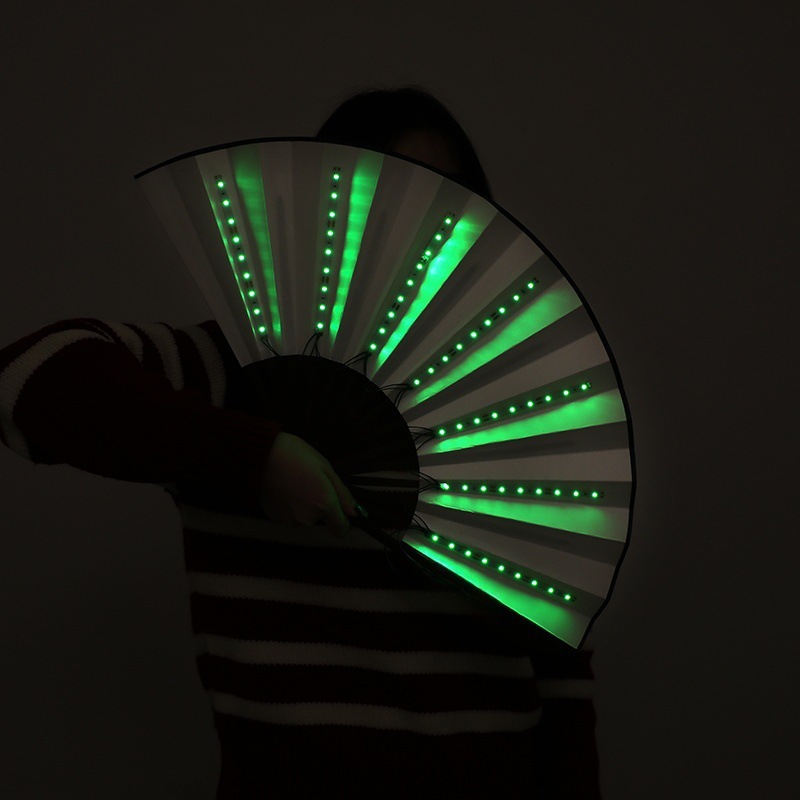 Bar FaninsGlowing Disco Fan Trendy Electronic Music Festival Party Performance Prop Flashing Folding Fan