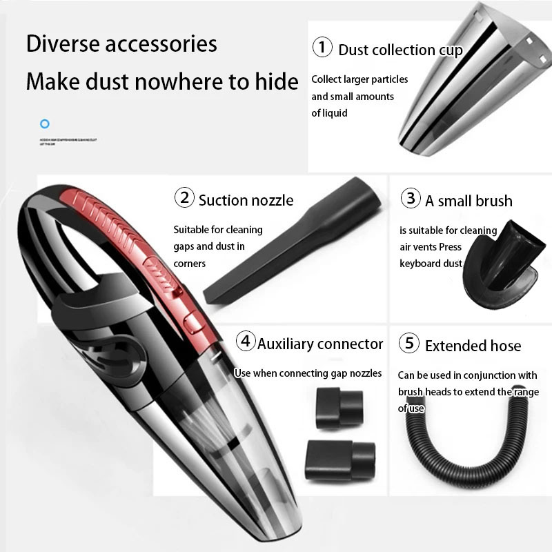 Aspirapolvere per auto Modello di ricarica wireless portatile Aspirapolvere per interni per auto di piccole dimensioni ad alta potenza 1 set