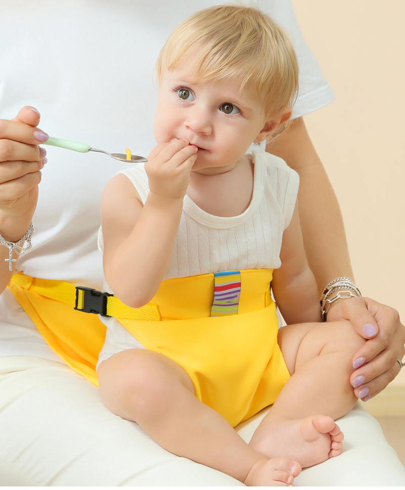 Arnês de segurança infantil dobrável e portátil, cinta de refeição para bebês com cinto fixo de segurança, cinto de segurança para crianças pequenas, cadeira de jantar para bebês