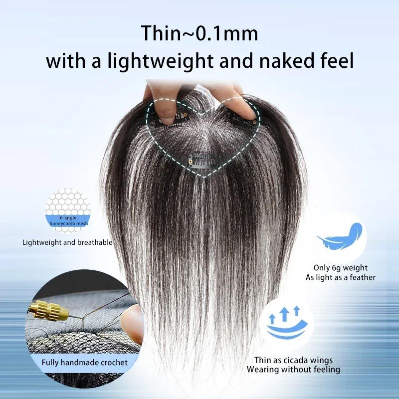 25 ซม.100% มนุษย์ผมผู้หญิงธรรมชาติหน้าผากผม Enhancement ผ้าม่าน 3D Bangs เพิ่มปริมาณผม