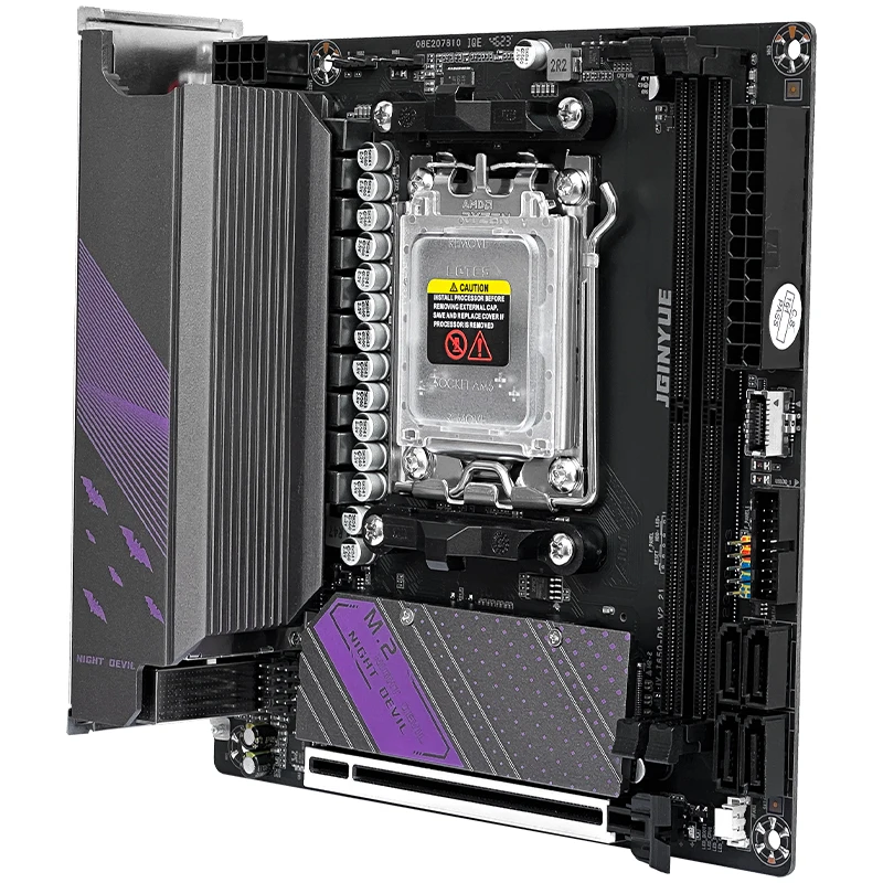 JGINYUE AM5 Motherboard supports AMD Ryzen 7000 series CPU processors DDR5 dual channel Memory RAM ITX B650i Night Devil
