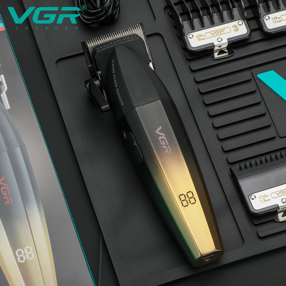 Vgr máquina de cortar cabelo profissional aparador de cabelo elétrico sem fio máquina de corte de cabelo 9000rpm trimmer clipper para homem V-003