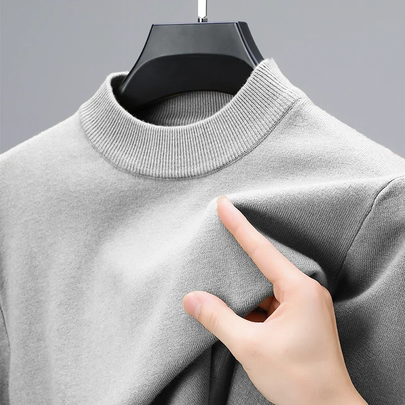 Half Coltrui Gebreide Trui Nieuwe Herfst/Winter Mock Hals Sweatshirts Effen Kleur Truien Man Merk Casual Herenkleding