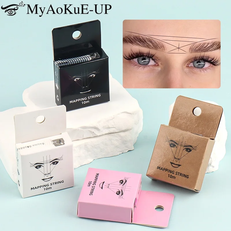 Tattoo-Faden, Augenbrauen-Marker, Faden, Tattoo-Brauen-Lineal mit Tintenpositionierung, Mapping-Linienbox zum Markieren symmetrischer Augenbrauen