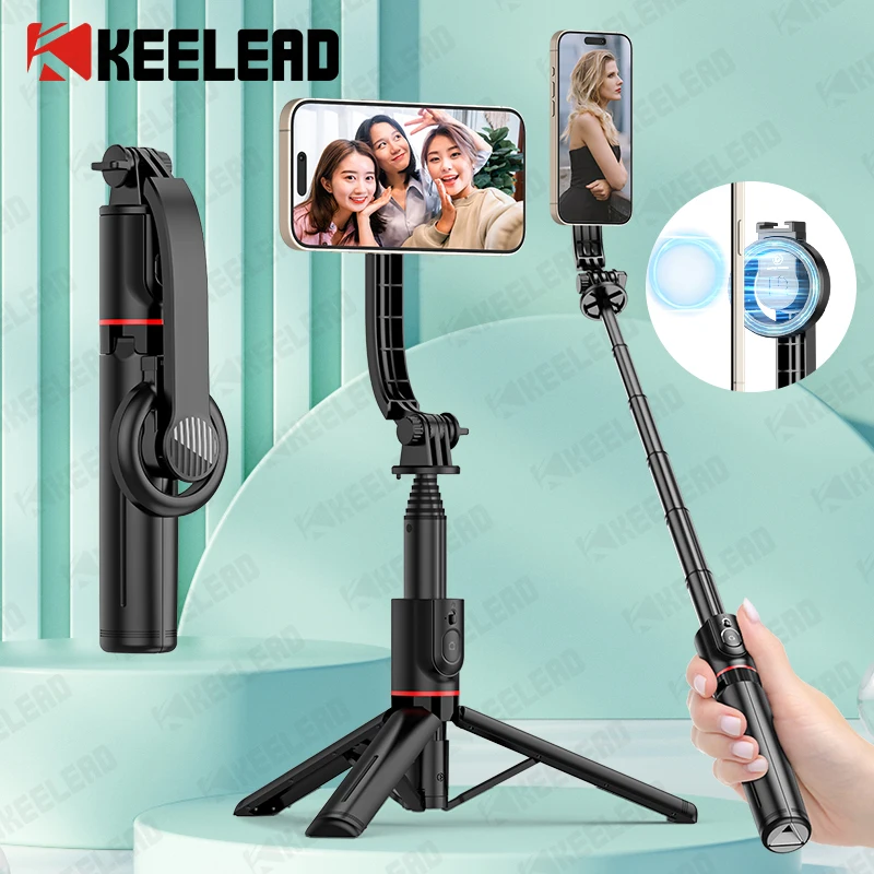 KEELEAD-palo de Selfie magnético con Bluetooth remoto Magsafe, trípode para teléfono móvil, soporte para iPhone 14 13 12 Pro Max, disparo Vertical