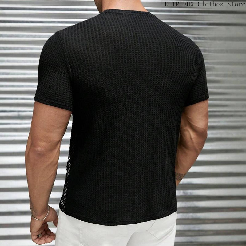 Sexy durchsichtiges Mesh-Hemd für Herren, PU-Leder, Patchwork-Hemd, Motorrad, super cooles Mesh-Herrenhemd, Punk-Party, Herrenbekleidung