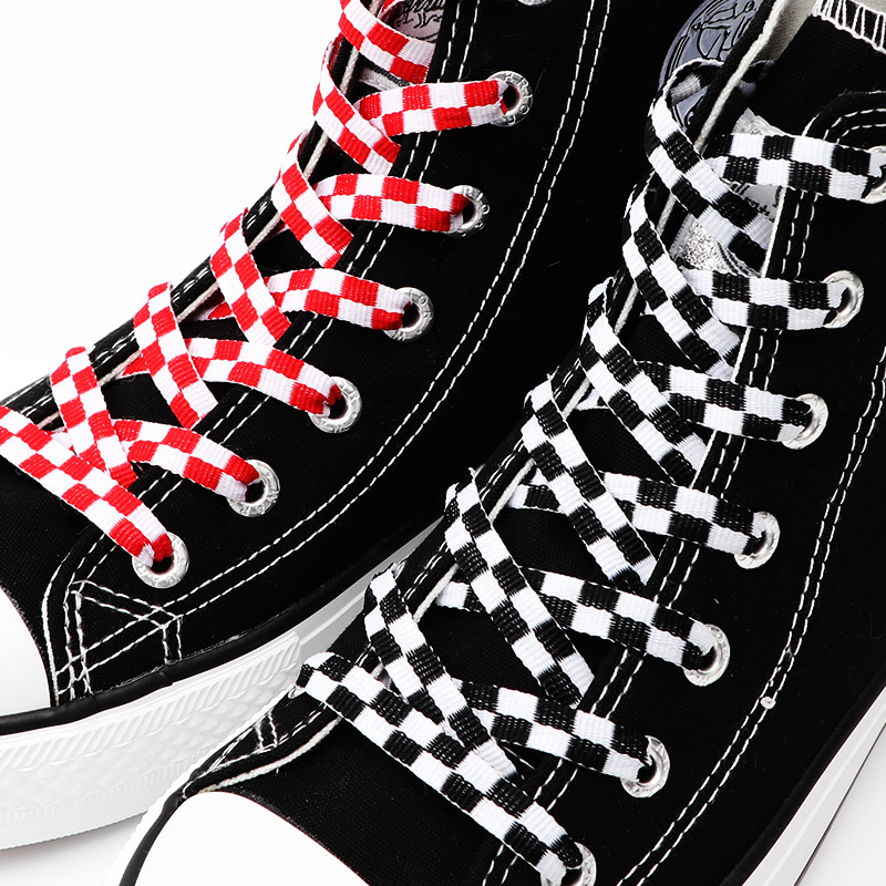Cordones de rejilla a cuadros para zapatos cordones planos en blanco y negro a cuadros cordones para zapatos cordones para zapatos para mujer y hombre cordones para zapatos