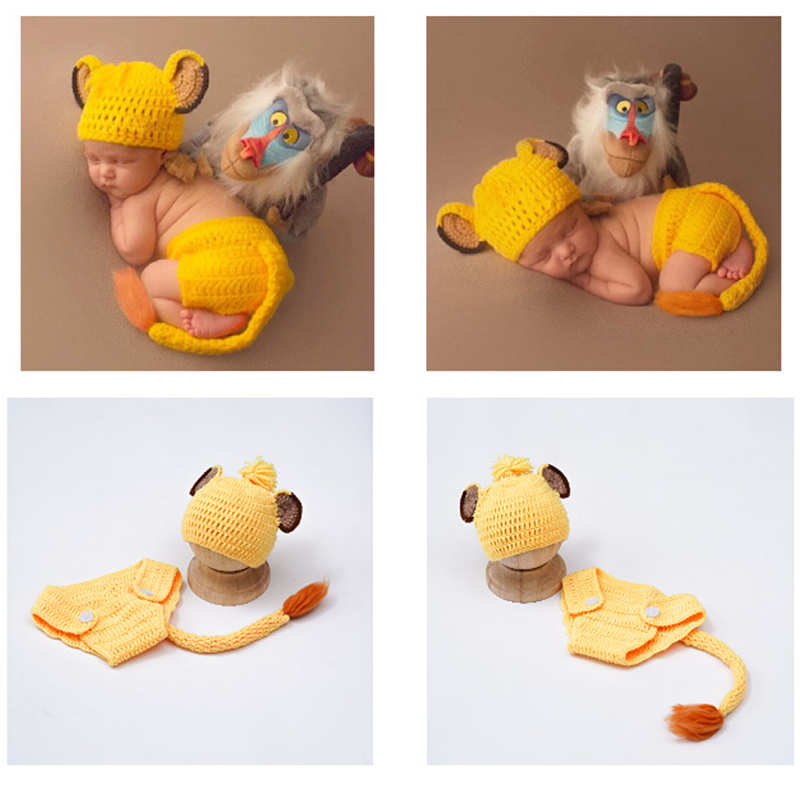 Одежда для фотосъемки новорожденных Simba шапка Львенок и штаны реквизит мягкий вязаный шерстяной тканый костюм наборы детские аксессуары для фотосъемки