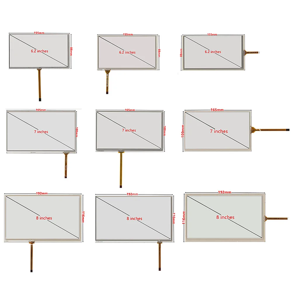 Universal 6.2/7/8/9 inch 4Pin Resistance Digitizer Touch Screen Panel Glass Car DVD GPS Navigation Center Console Multimedia