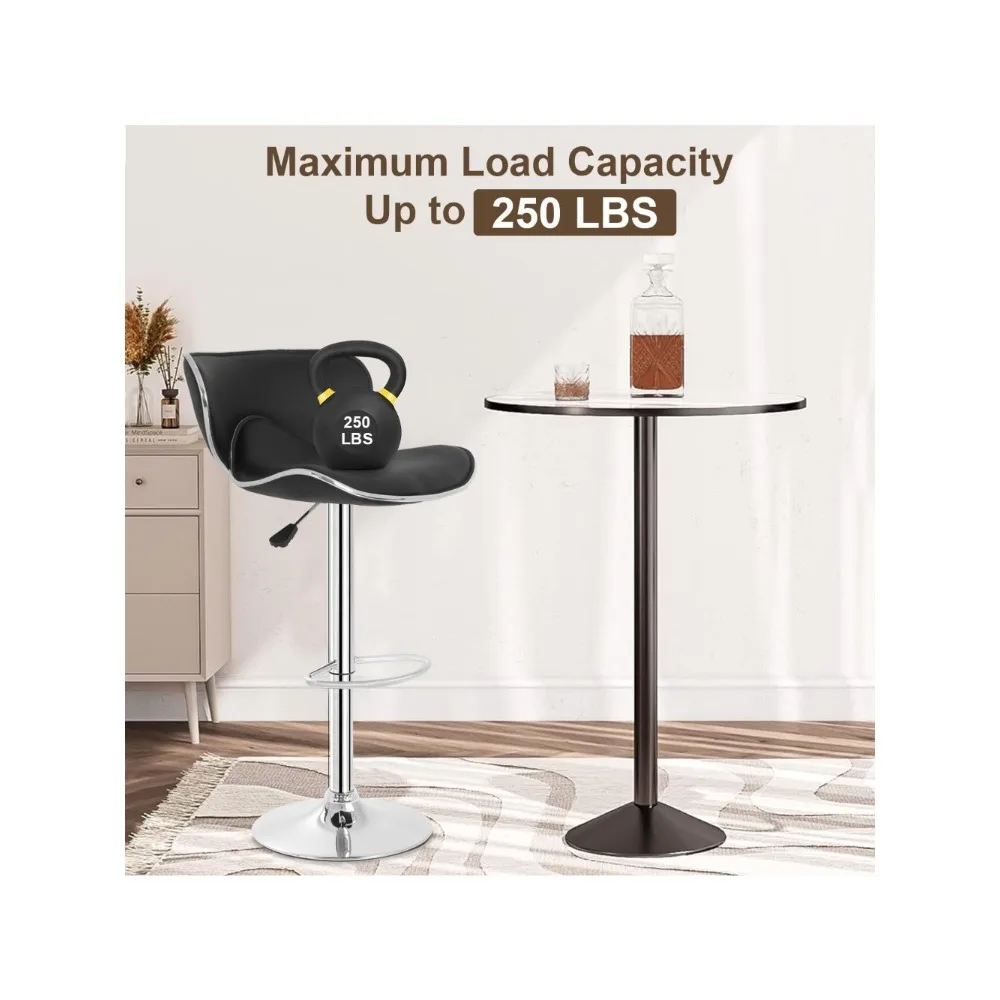 Bar Stools Set of 2, Counter Height Adjustable Bars Stools with Back Bars Stool PU Leather Swivel Bar Stool Kitchen Counter Bar