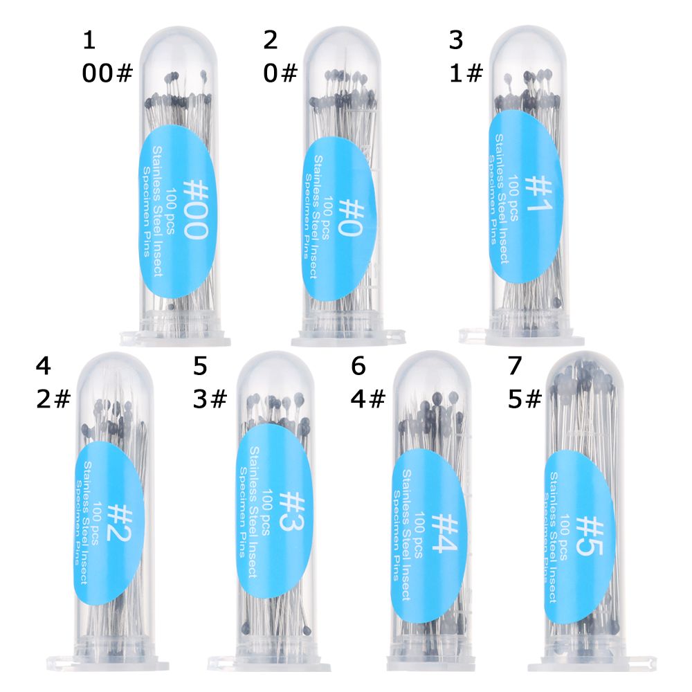 100 Stück Edelstahl-Insektennadel mit Kunststoffbox, hohe Härte, scharfe Spitze, Probennadeln, gute Flexibilität, Stiftlaborzubehör