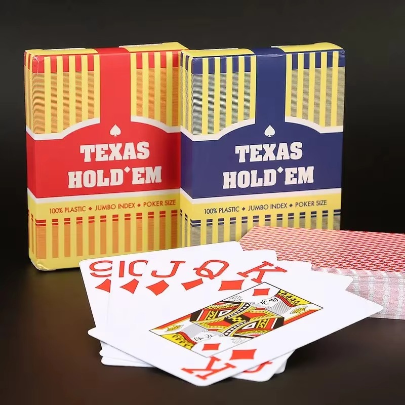 1 caixa de cartas de pôquer baccarat texas, universal, durável, cartas de jogo de plástico, à prova d'água, suave, jogos de ponte de tabuleiro