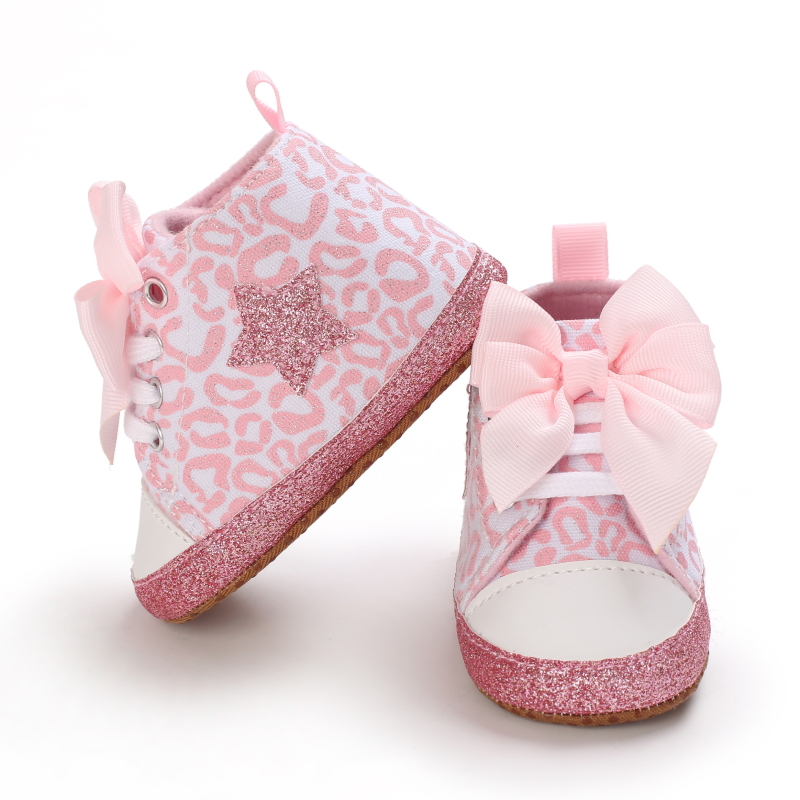Chaussures de princesse roses pour bébés de 0 à 1 an, baskets à semelle souple, antidérapantes, pour les premiers pas, pour baptême