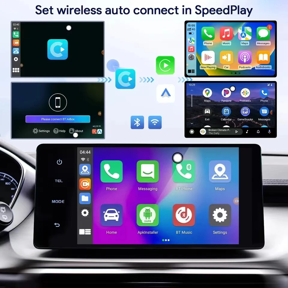 Android 13 TV CarPlay AI Box adaptador inalámbrico Carplay Android Auto tienda integrada para Youtube Netflix sistemas de inteligencia de coche
