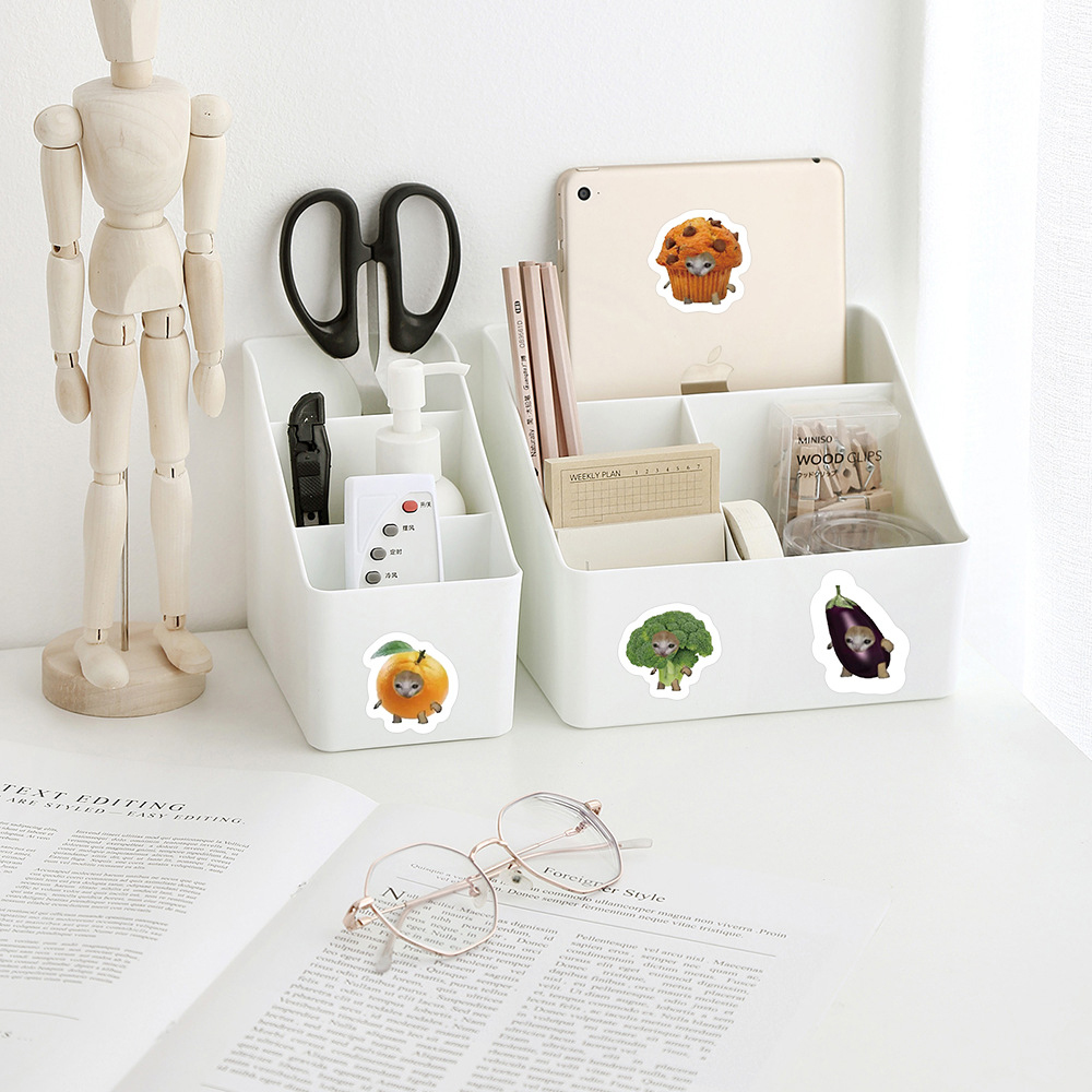 500 sztuk/rolka śliczne jedzenie kot kreskówki naklejki uszczelniające kreatywność DIY naklejki na laptopa z PVC naklejki dekoracyjne nagroda prezent zabawki