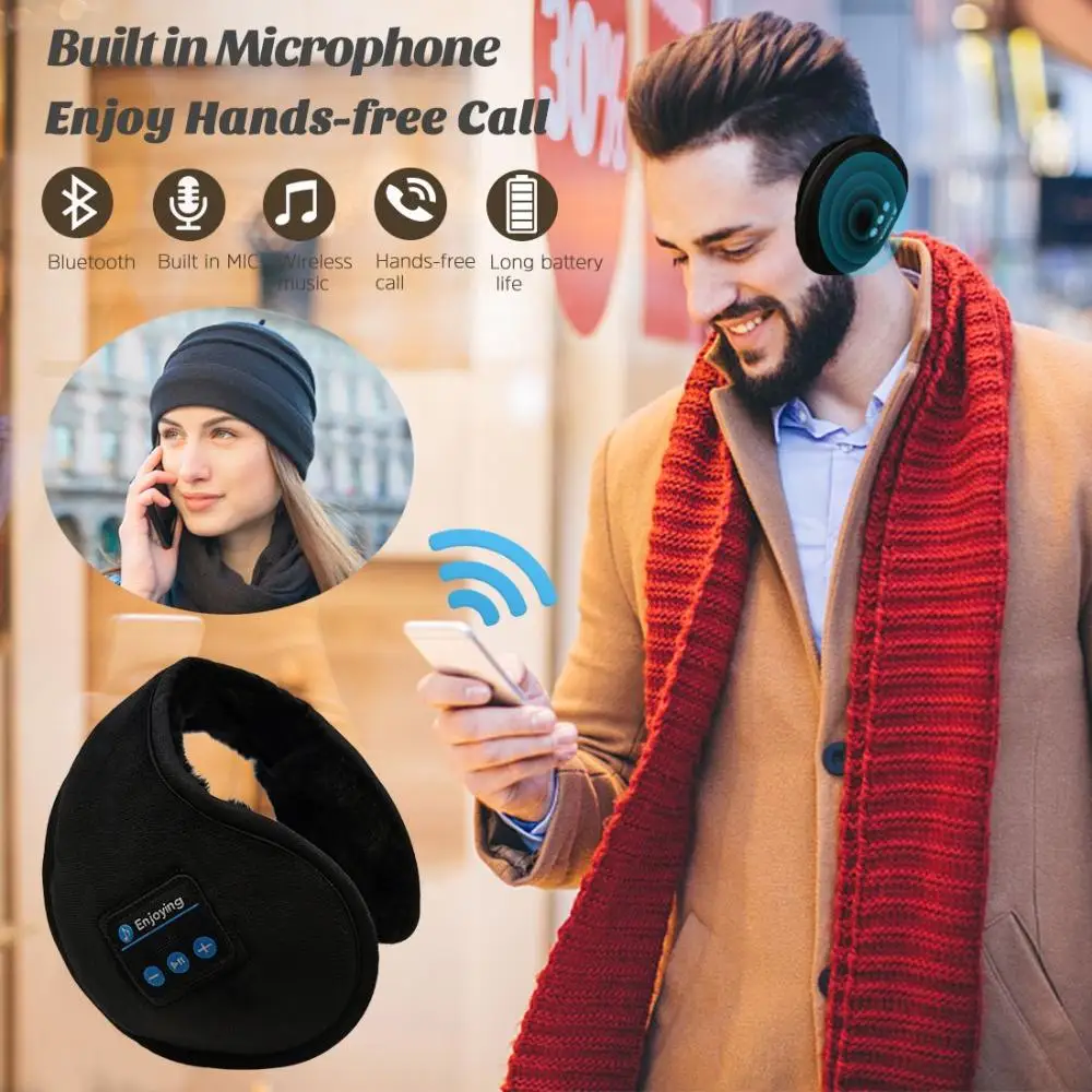 Giữ Ấm Bluetooth 5.0 USB Tai Nghe Tai Nghe Bluetooth Tai Nghe Nhạc Không Dây Bịt Tai Giữ Ấm