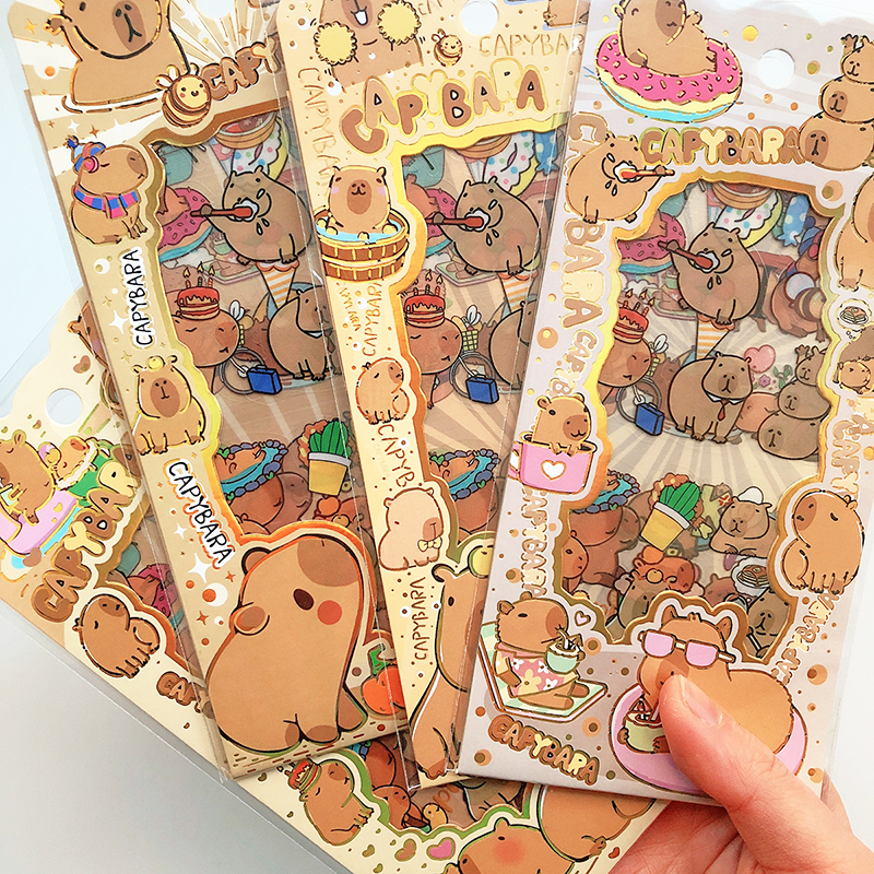 Kawaii เครื่องเขียนน่ารัก Capybara สติกเกอร์โรงเรียนไดอารี่ตกแต่ง Scrapbooking Journal Sketchbook สติกเกอร์ความงาม