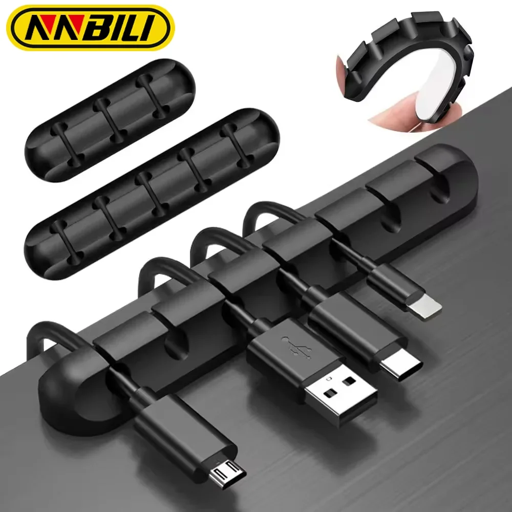 Clips de soporte de Cable adhesivo, organizador de cables de gestión de cables para escritorio, Cable de carga USB, mesita de noche, Cable de alimentación, Cable de ratón